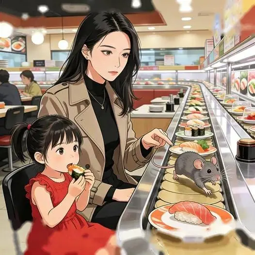 Bìa Con Chuột Trên Băng Chuyền Sushi